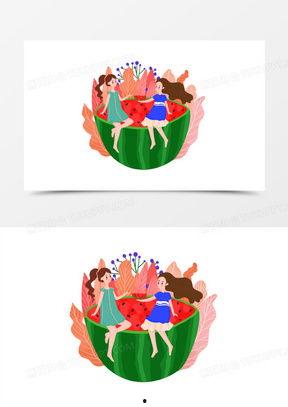 吃瓜绘画图文,趣味横生的视觉盛宴